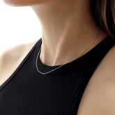 14K Solid Gold Cube Chain Necklace BlackSugar Best Online Jewelry Shop Located West Los Angeles